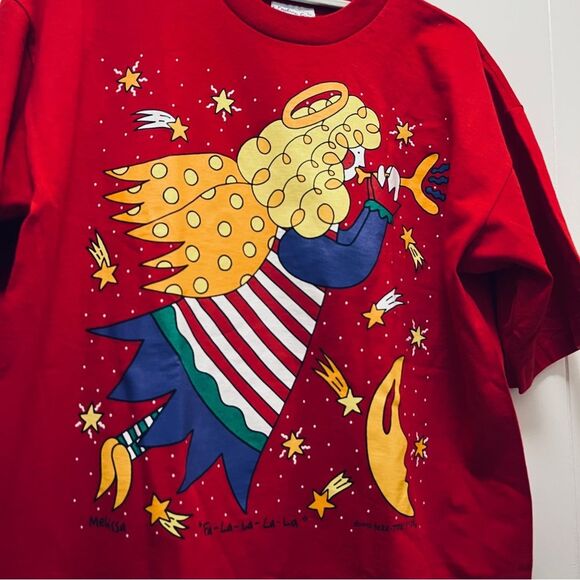 Vintage 1996 Red Christmas Graphic Teeshirt Sz L - Picture 2 of 5